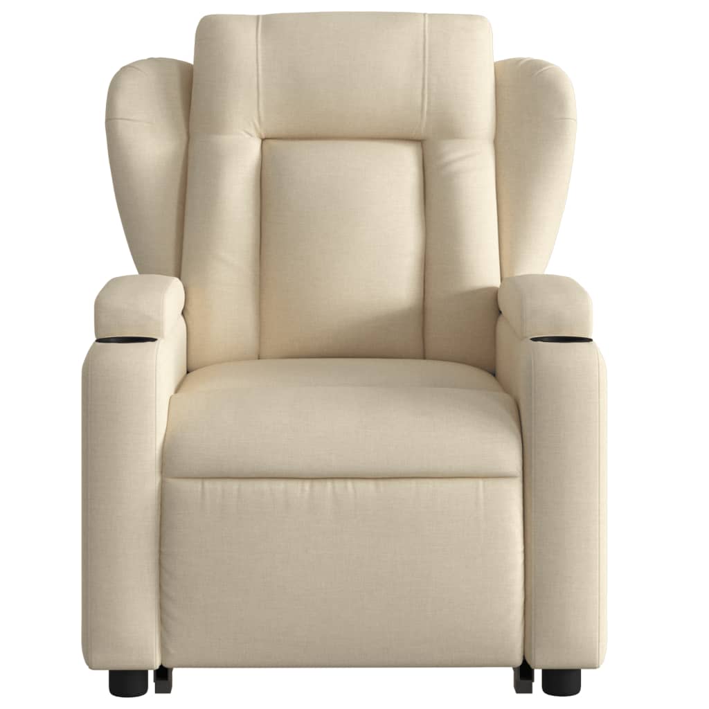 vidaXL Stand up Massage Recliner Chair Cream Fabric-6