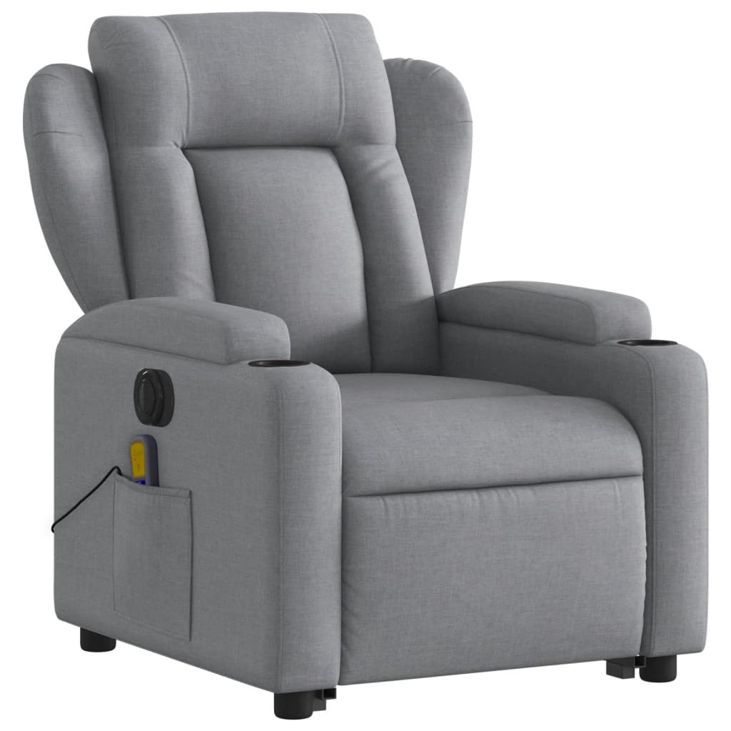 vidaXL Electric Stand up Massage Recliner Chair Light Gray Fabric-1