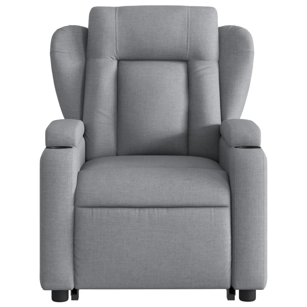 vidaXL Electric Stand up Massage Recliner Chair Light Gray Fabric-6