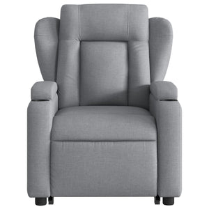 vidaXL Electric Stand up Massage Recliner Chair Light Gray Fabric-6