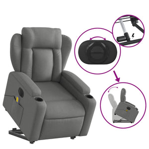 vidaXL Electric Stand up Massage Recliner Chair Dark Gray Fabric-7