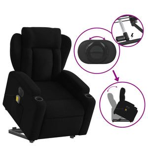 vidaXL Electric Stand up Massage Recliner Chair Black Fabric-7