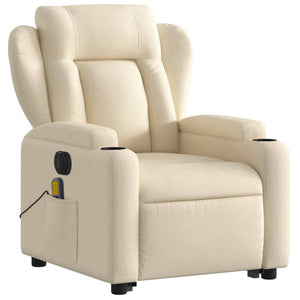 vidaXL Electric Stand up Massage Recliner Chair Cream Fabric-1