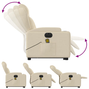 vidaXL Electric Stand up Massage Recliner Chair Cream Fabric-4