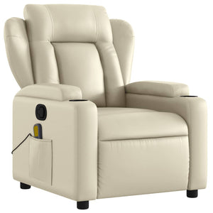 vidaXL Massage Recliner Chair Cream Faux Leather-1