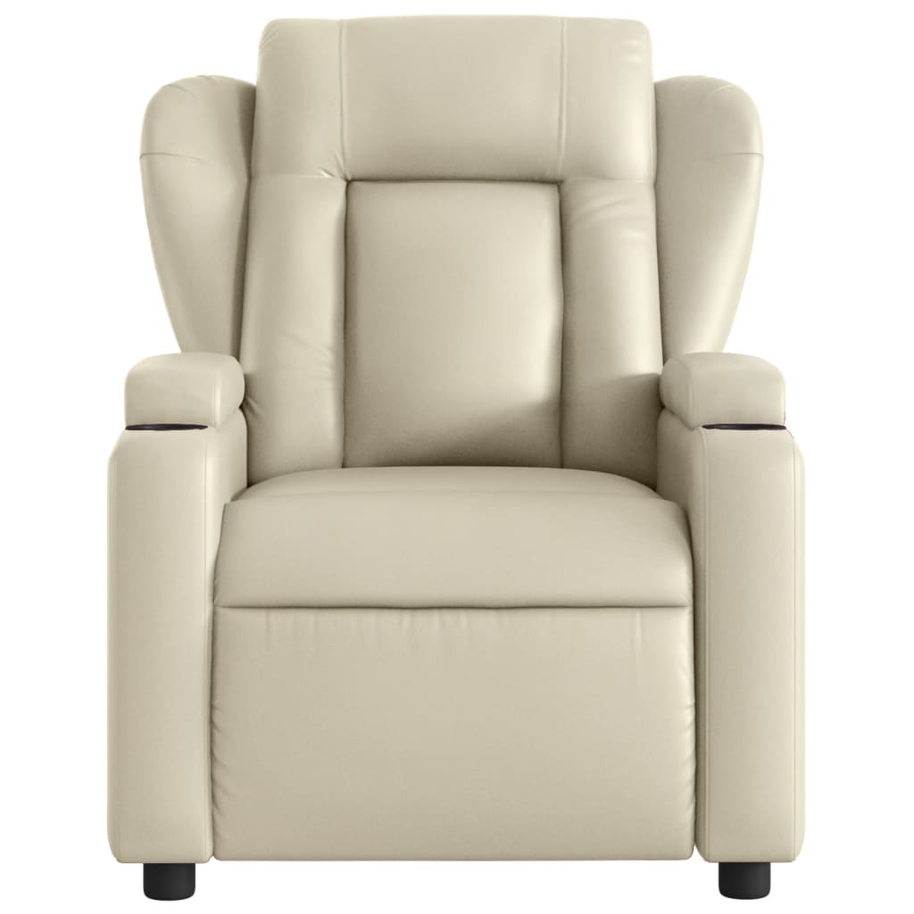 vidaXL Massage Recliner Chair Cream Faux Leather-5