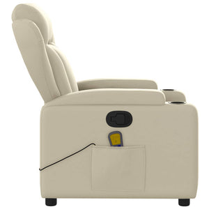 vidaXL Massage Recliner Chair Cream Faux Leather-6