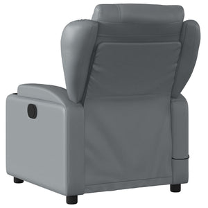 vidaXL Massage Recliner Chair Gray Faux Leather-2