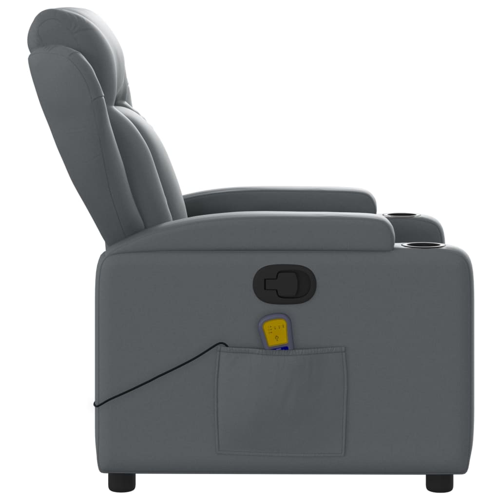 vidaXL Massage Recliner Chair Gray Faux Leather-6