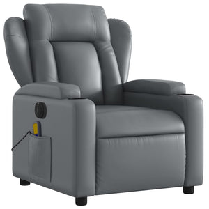 vidaXL Electric Massage Recliner Chair Gray Faux Leather-7