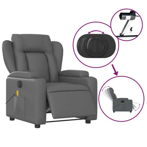 vidaXL Electric Massage Recliner Chair Gray Faux Leather-2