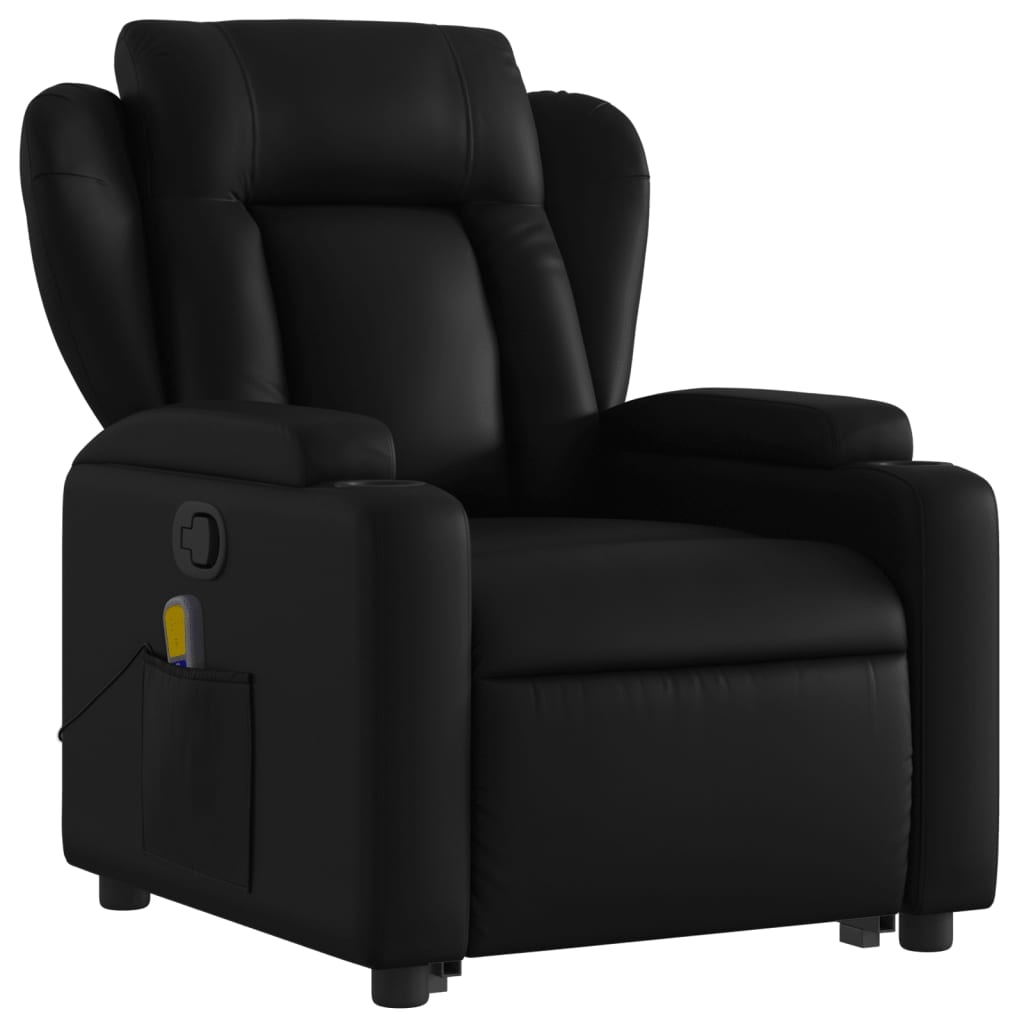 vidaXL Stand up Massage Recliner Chair Black Faux Leather-1