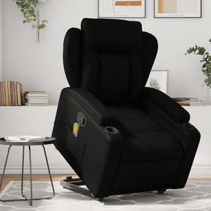 vidaXL Stand up Massage Recliner Chair Black Faux Leather-0