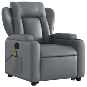 vidaXL Stand up Massage Recliner Chair Gray Faux Leather-1