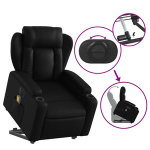 vidaXL Electric Stand up Massage Recliner Chair Black Faux Leather-7