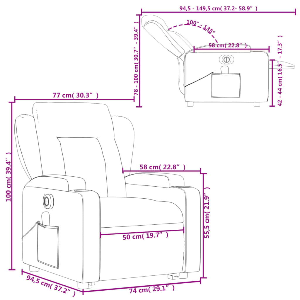 vidaXL Electric Stand up Massage Recliner Chair Cream Faux Leather-8