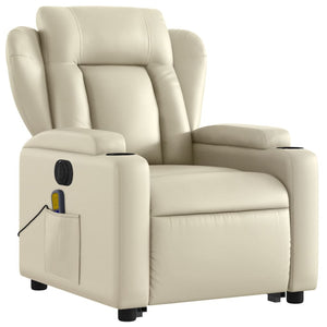 vidaXL Electric Stand up Massage Recliner Chair Cream Faux Leather-1