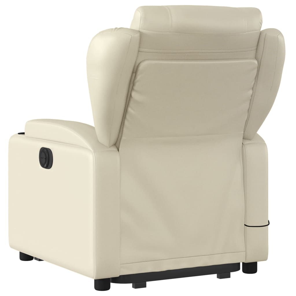 vidaXL Electric Stand up Massage Recliner Chair Cream Faux Leather-2