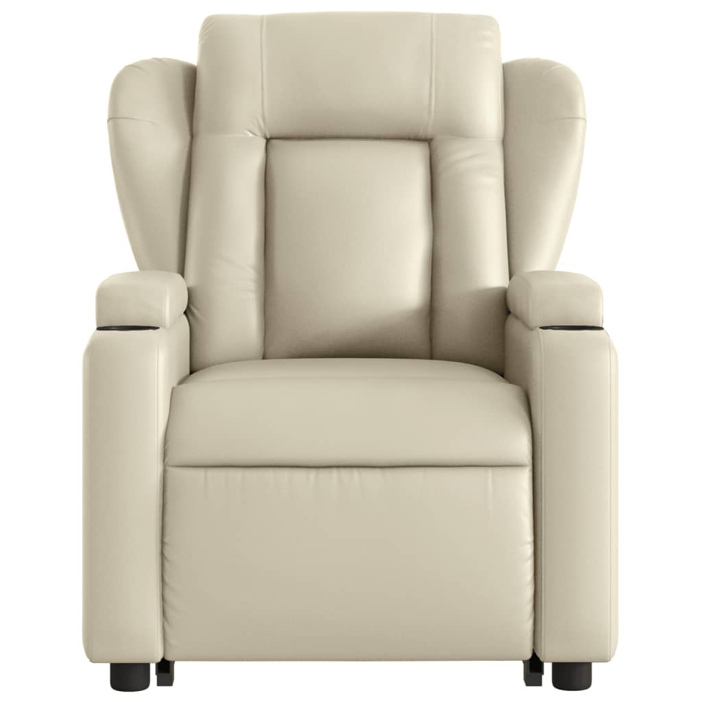 vidaXL Electric Stand up Massage Recliner Chair Cream Faux Leather-6