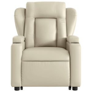 vidaXL Electric Stand up Massage Recliner Chair Cream Faux Leather-6