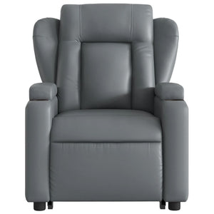 vidaXL Electric Stand up Massage Recliner Chair Gray Faux Leather-6