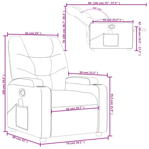 vidaXL Massage Recliner Chair Light Gray Fabric-8