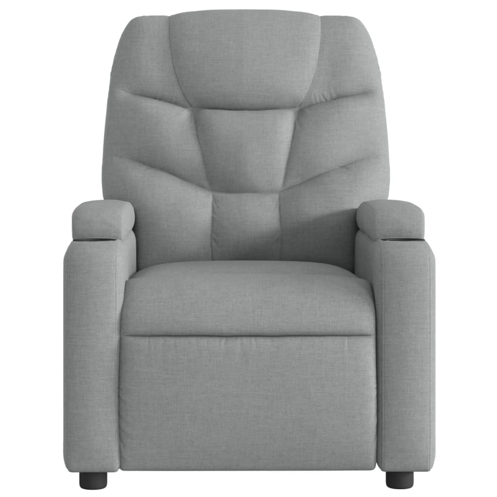 vidaXL Massage Recliner Chair Light Gray Fabric-3