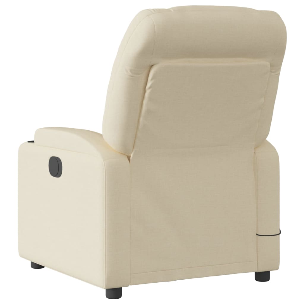 vidaXL Massage Recliner Chair Cream Fabric-2