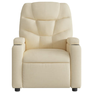 vidaXL Massage Recliner Chair Cream Fabric-5