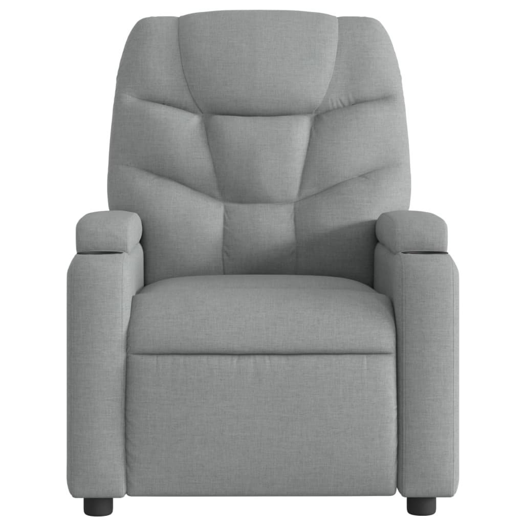 vidaXL Electric Massage Recliner Chair Light Gray Fabric-6