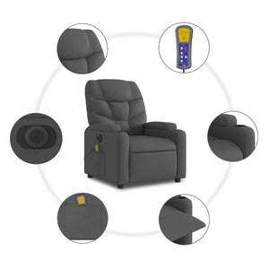 vidaXL Electric Massage Recliner Chair Dark Gray Fabric-5