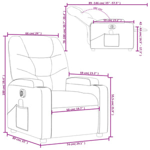 vidaXL Electric Massage Recliner Chair Dark Green Fabric-8