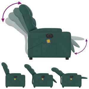 vidaXL Electric Massage Recliner Chair Dark Green Fabric-4