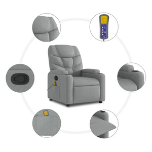 vidaXL Stand up Massage Recliner Chair Light Gray Fabric-5