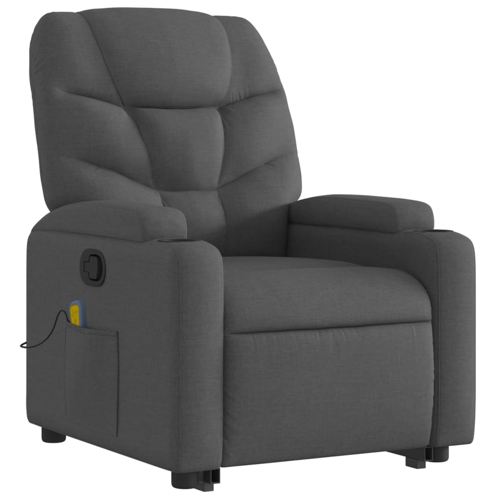 vidaXL Stand up Massage Recliner Chair Dark Gray Fabric-1