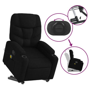 vidaXL Stand up Massage Recliner Chair Black Fabric-3