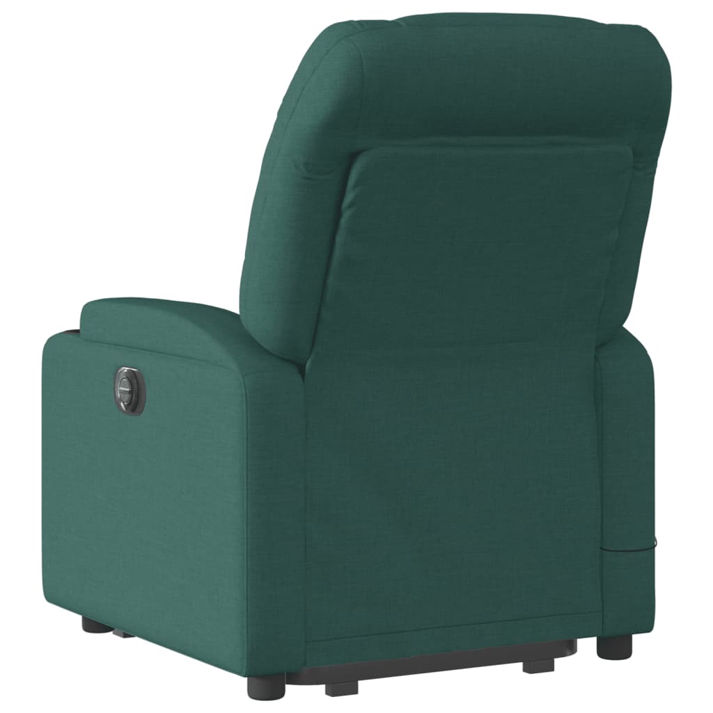 vidaXL Stand up Massage Recliner Chair Dark Green Fabric-2