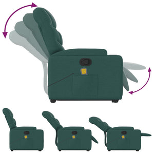 vidaXL Stand up Massage Recliner Chair Dark Green Fabric-4