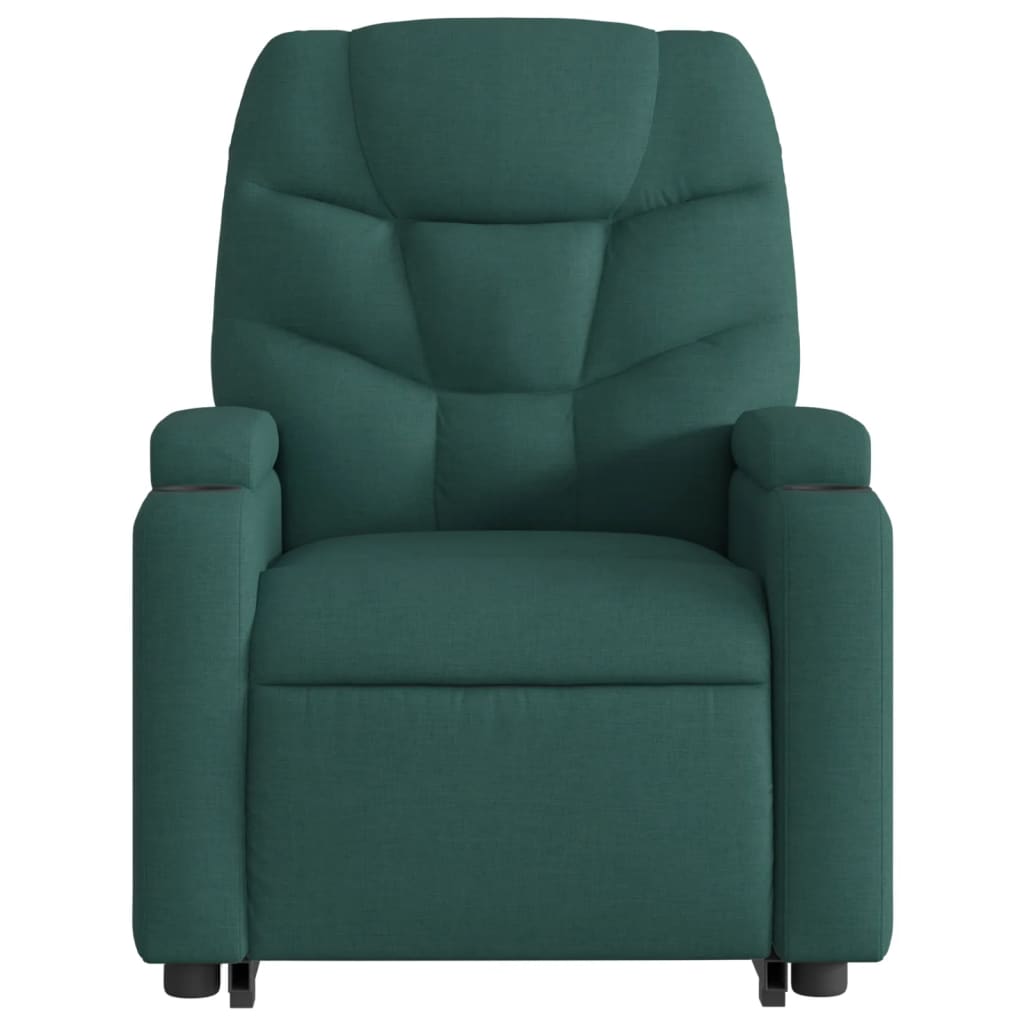 vidaXL Stand up Massage Recliner Chair Dark Green Fabric-6