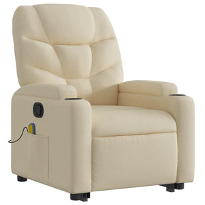 vidaXL Stand up Massage Recliner Chair Cream Fabric-1