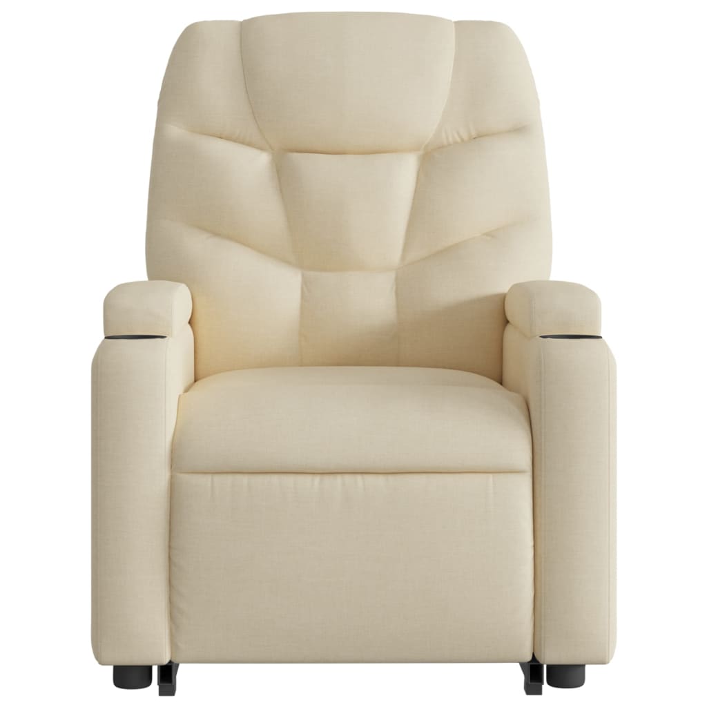 vidaXL Stand up Massage Recliner Chair Cream Fabric-6