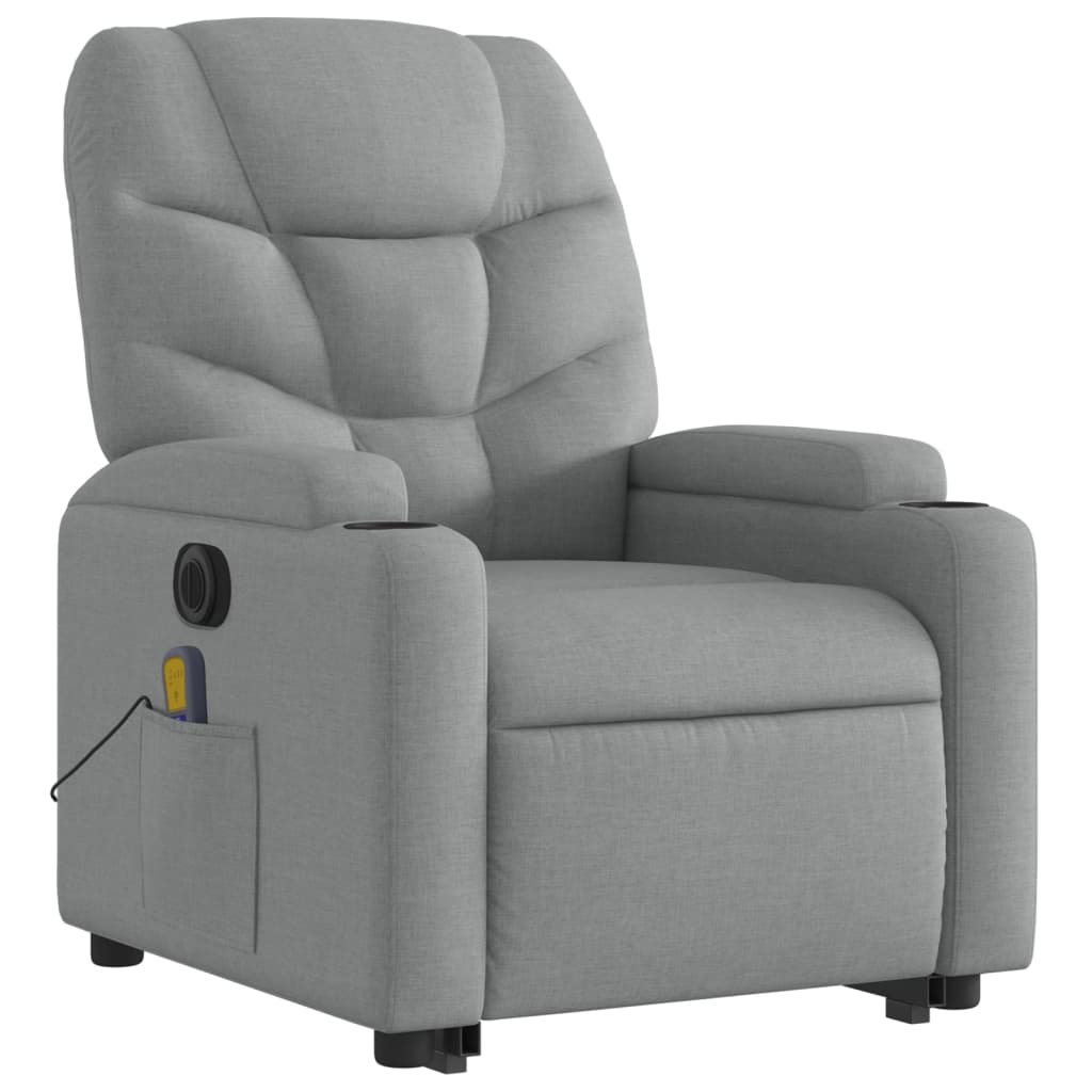 vidaXL Electric Stand up Massage Recliner Chair Light Gray Fabric-1