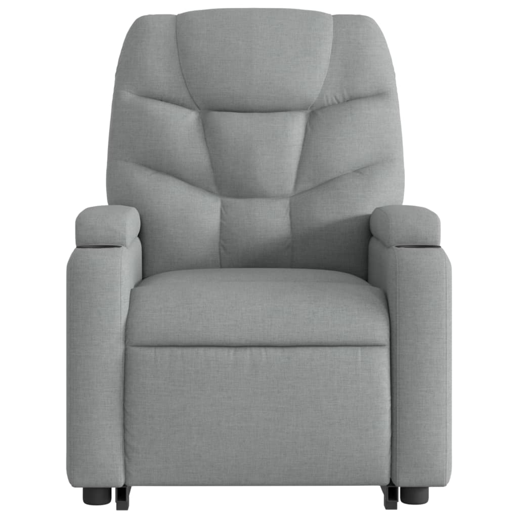 vidaXL Electric Stand up Massage Recliner Chair Light Gray Fabric-6