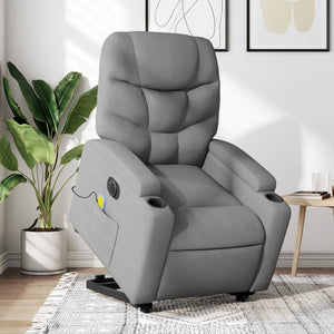 vidaXL Electric Stand up Massage Recliner Chair Light Gray Fabric-0