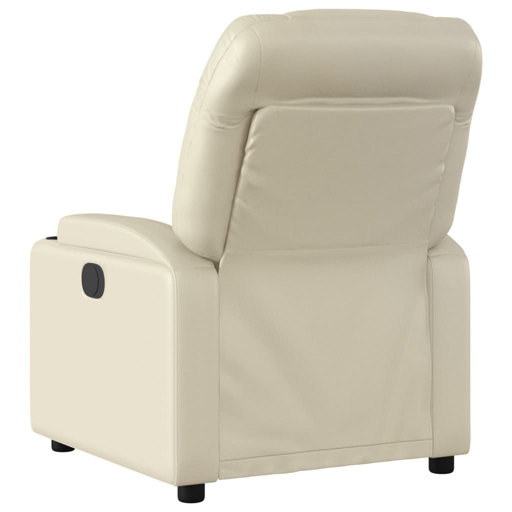 vidaXL Massage Recliner Chair Cream Faux Leather-1