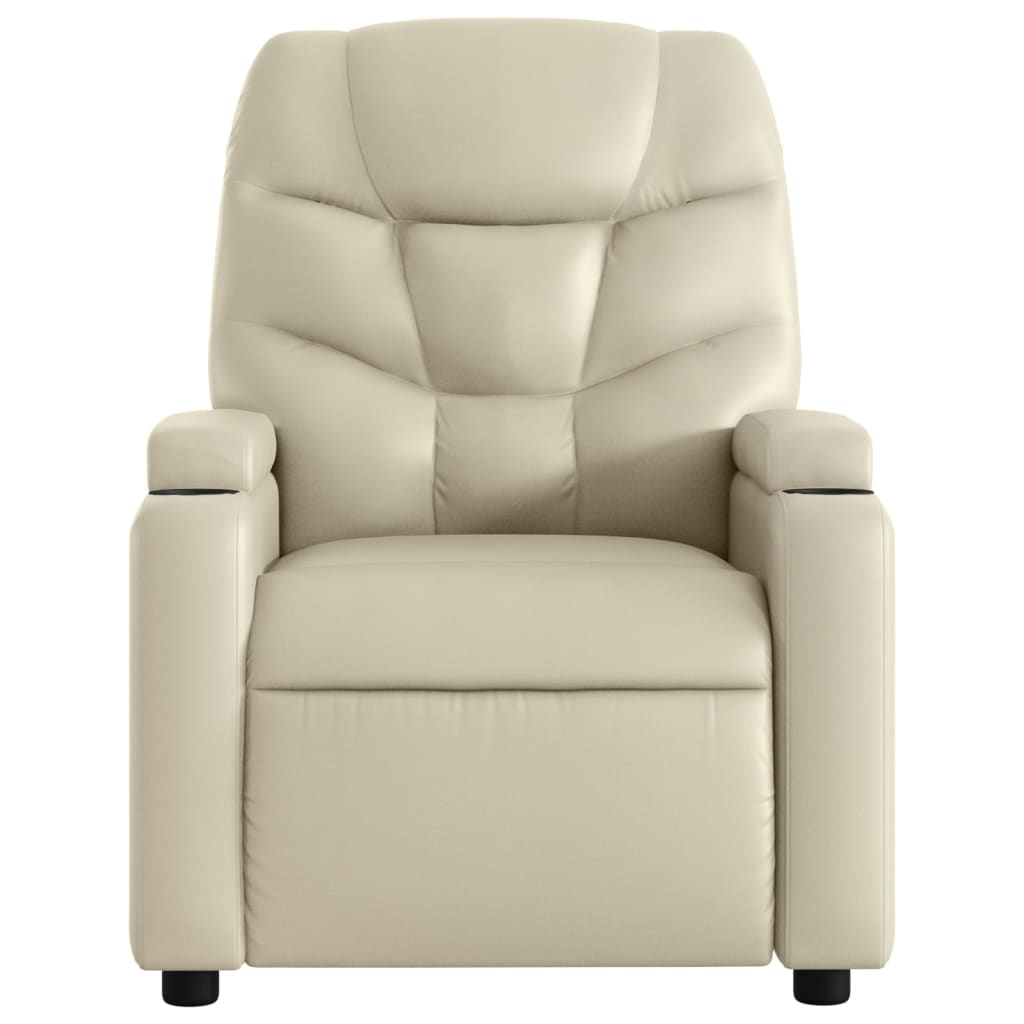 vidaXL Massage Recliner Chair Cream Faux Leather-3