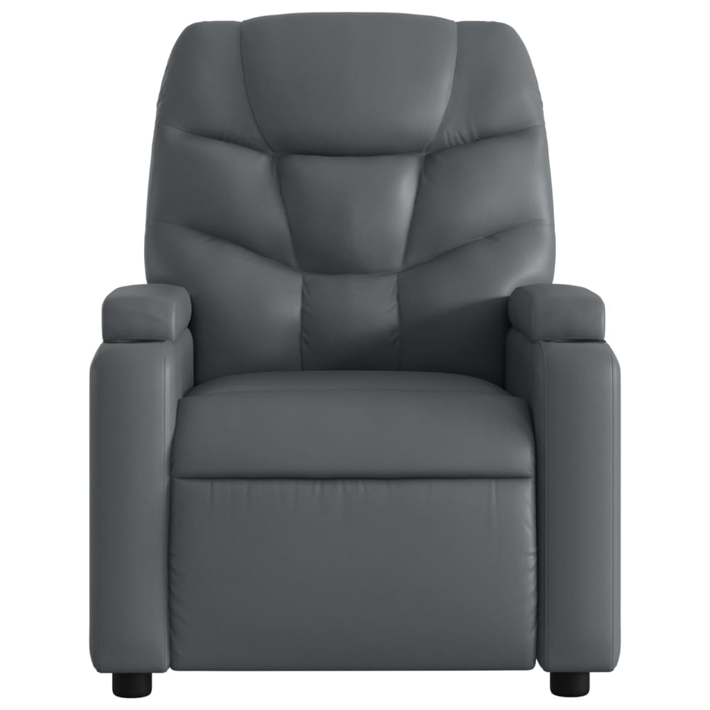 vidaXL Massage Recliner Chair Gray Faux Leather-4