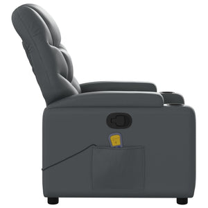 vidaXL Massage Recliner Chair Gray Faux Leather-5