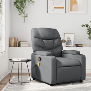 vidaXL Massage Recliner Chair Gray Faux Leather-6