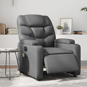 vidaXL Electric Massage Recliner Chair Gray Faux Leather-0